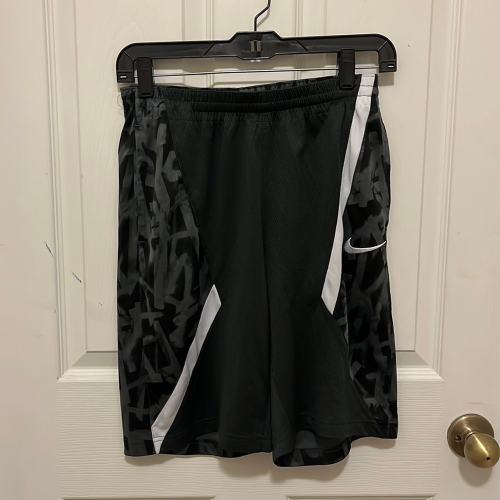 Nike Black and Gray Patterned Running Shorts